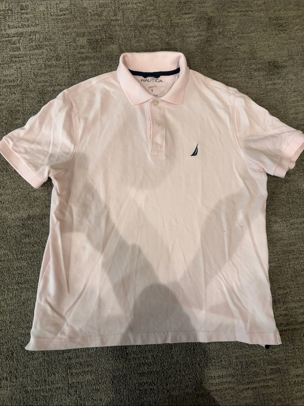 Nautica Men’s Pale Pink Polo with Navy Sail Logo